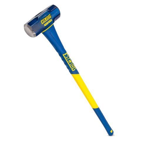 Estwing 10 Pound Head Hard Face Demolition Stake Driving 50 to 55 HRC Sledge Hammer with 36 Inch Textured Grip Fiberglass Handle, Blue/Yellow