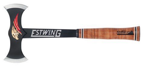Estwing - Drake Off Road Tools Double Bit Axe - 38 oz Wood Spitting Tool with Forged Steel Construction & Shock Reduction Grip - EDBA Leather